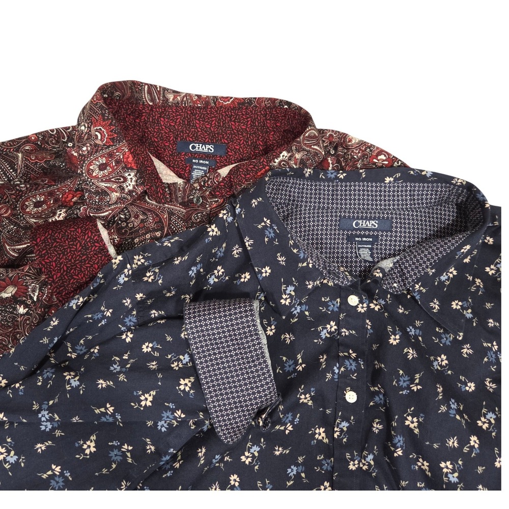Chaps Womens 2X Blouse Lot of 2 Cotton Fall Floral Paisley Long Sleeve Button Up